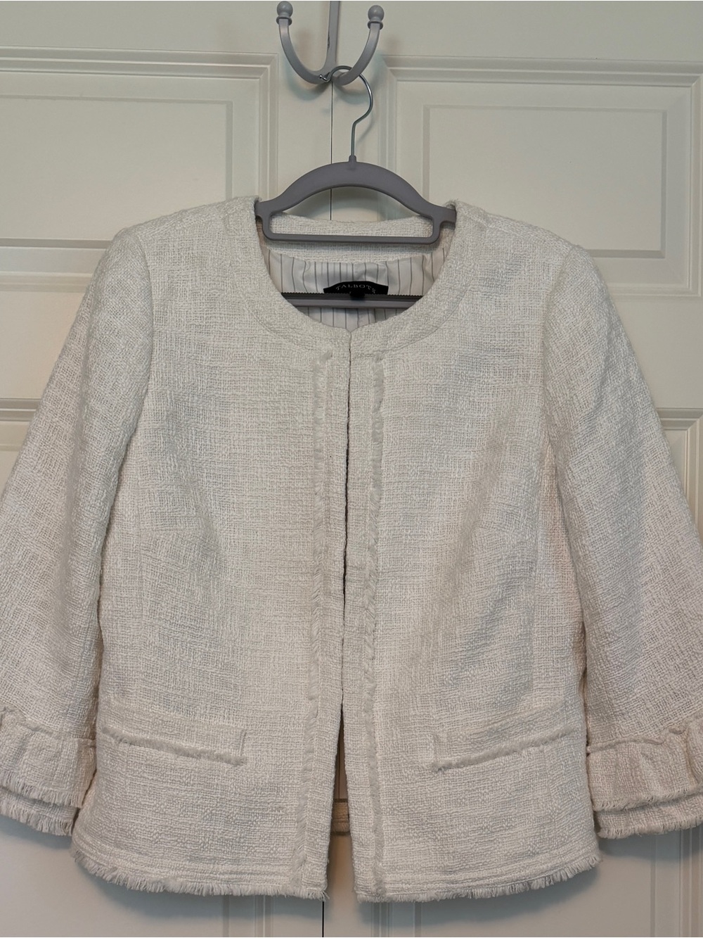 Talbots Cream Tweed Open-Front Jacket - Picture 3 of 3